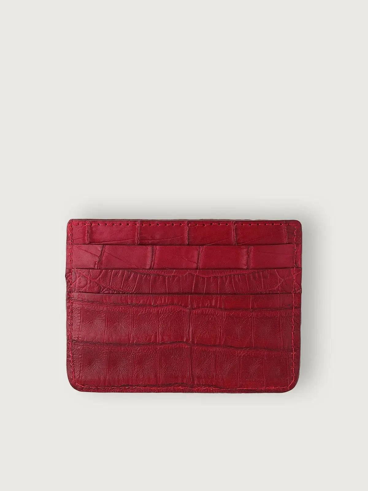 TARJETERO SLIM COCODRILO GENUINO - ROJO OSCURO - Di Conza