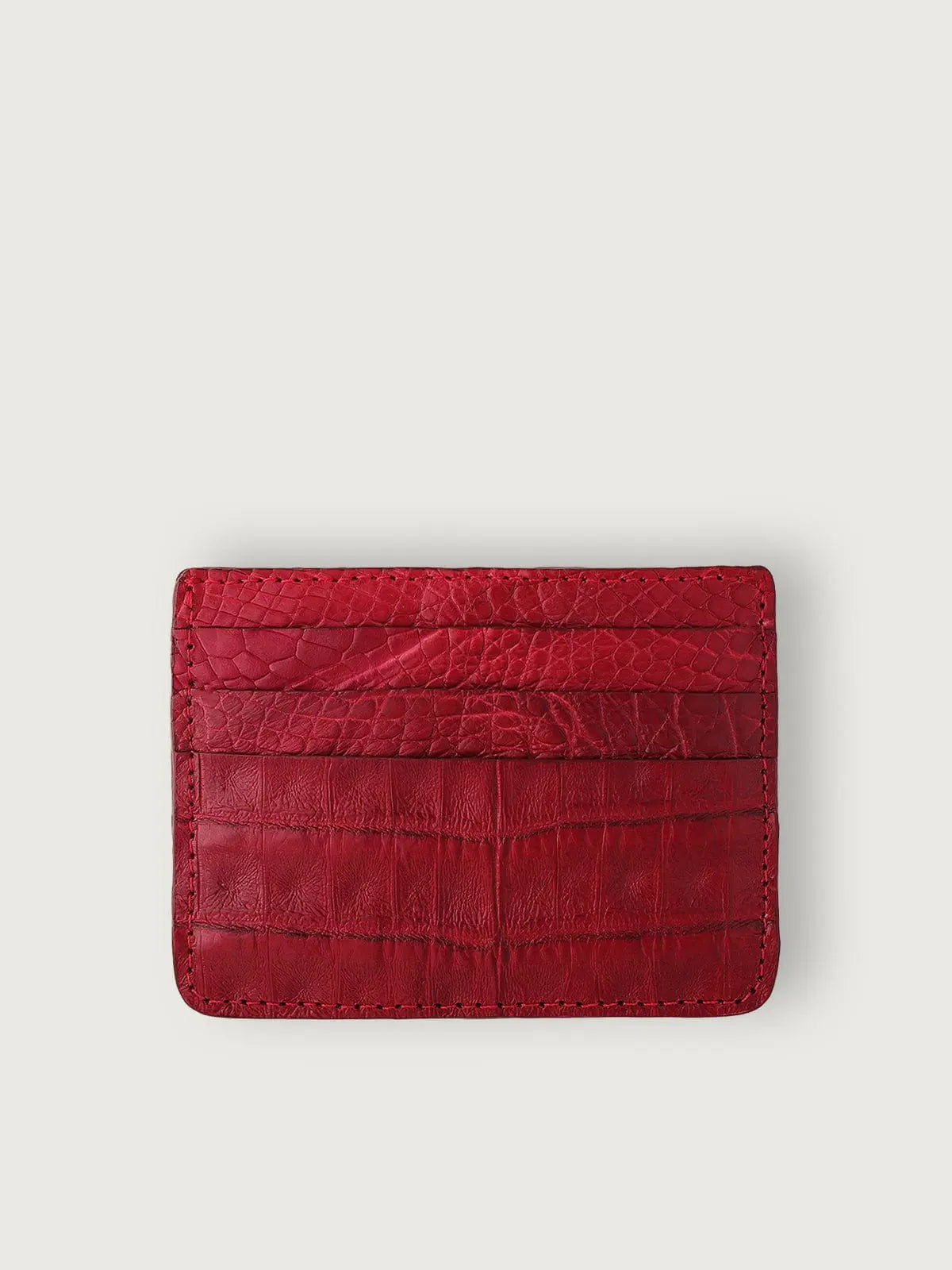 TARJETERO SLIM COCODRILO GENUINO - ROJO OSCURO - Di Conza