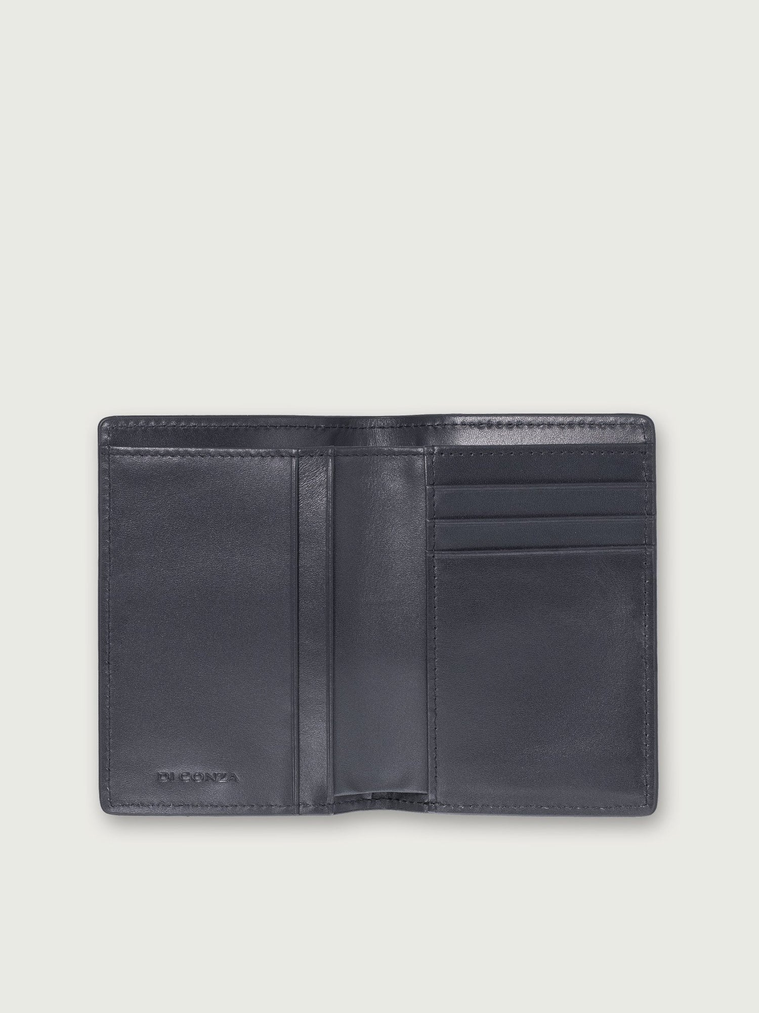 BILLETERA VERTICAL DE CUERO NEGRO UNISEX - Di Conza