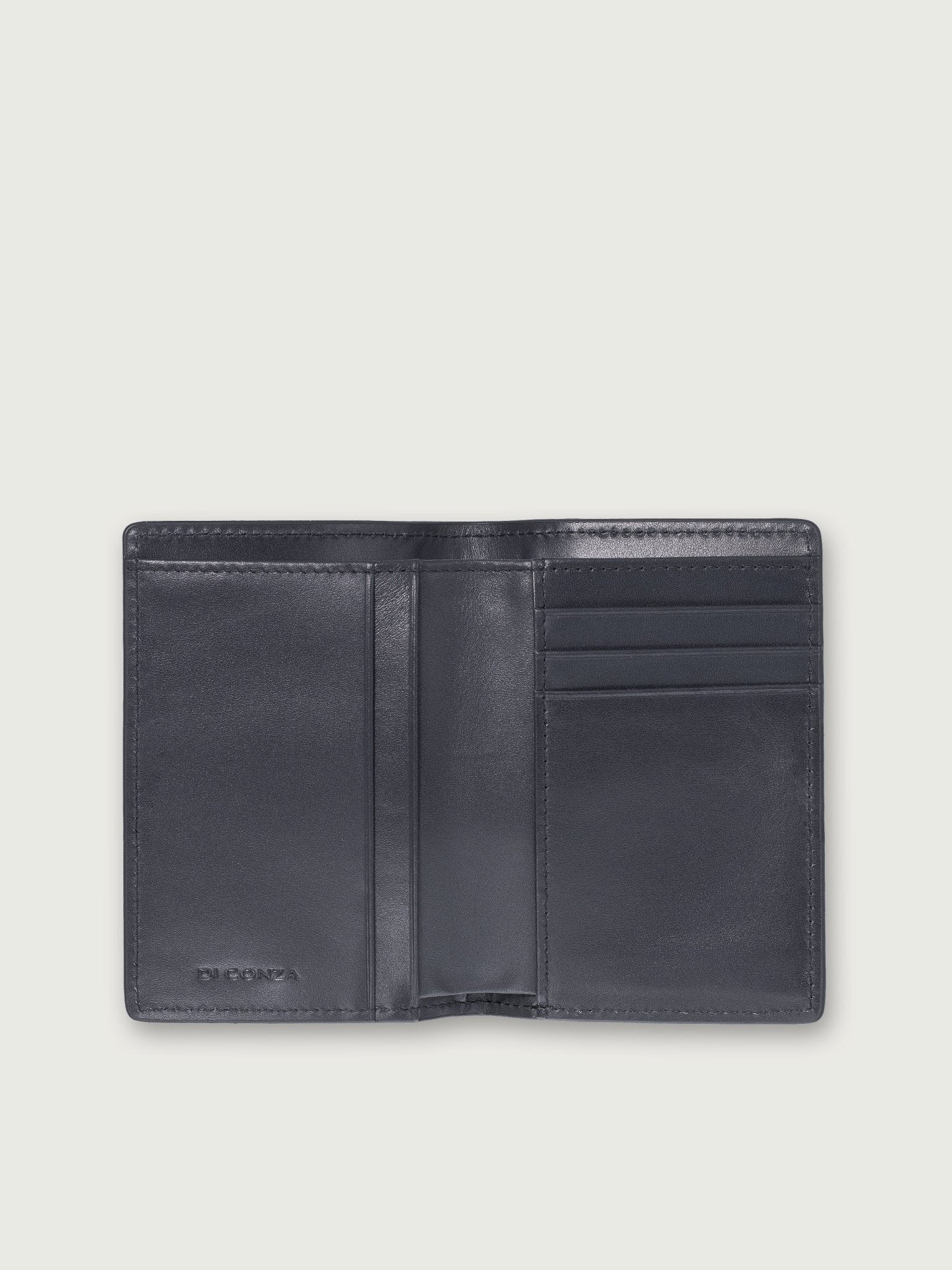 BILLETERA VERTICAL DE CUERO NEGRO UNISEX - Di Conza