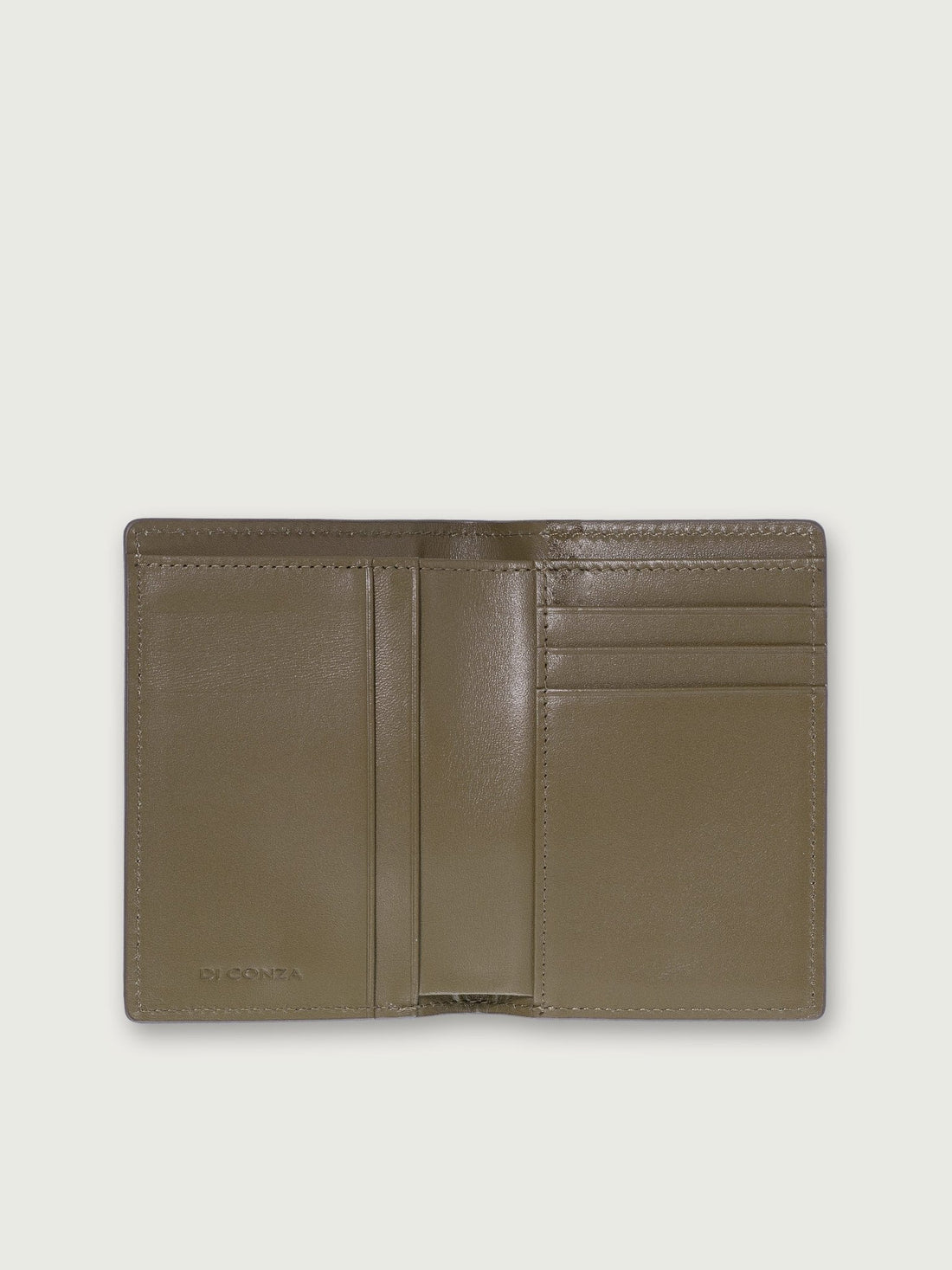 BILLETERA VERTICAL DE CUERO OLIVO UNISEX - Di Conza