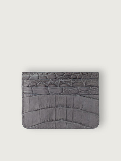 TARJETERO SLIM COCODRILO GENUINO - GRIS - Di Conza