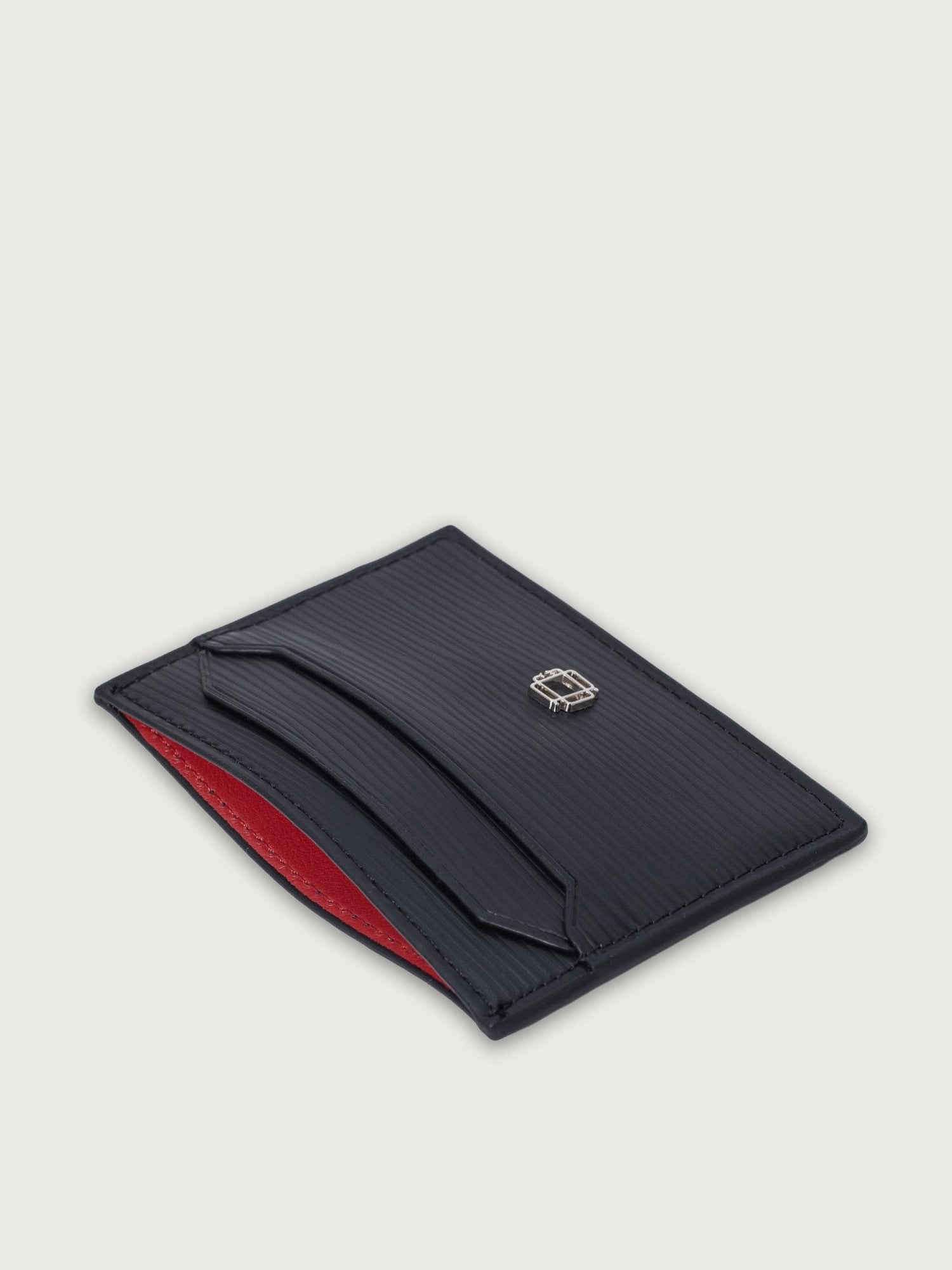 TARJETERO COMPACTO DE CUERO NEGRO - Di Conza