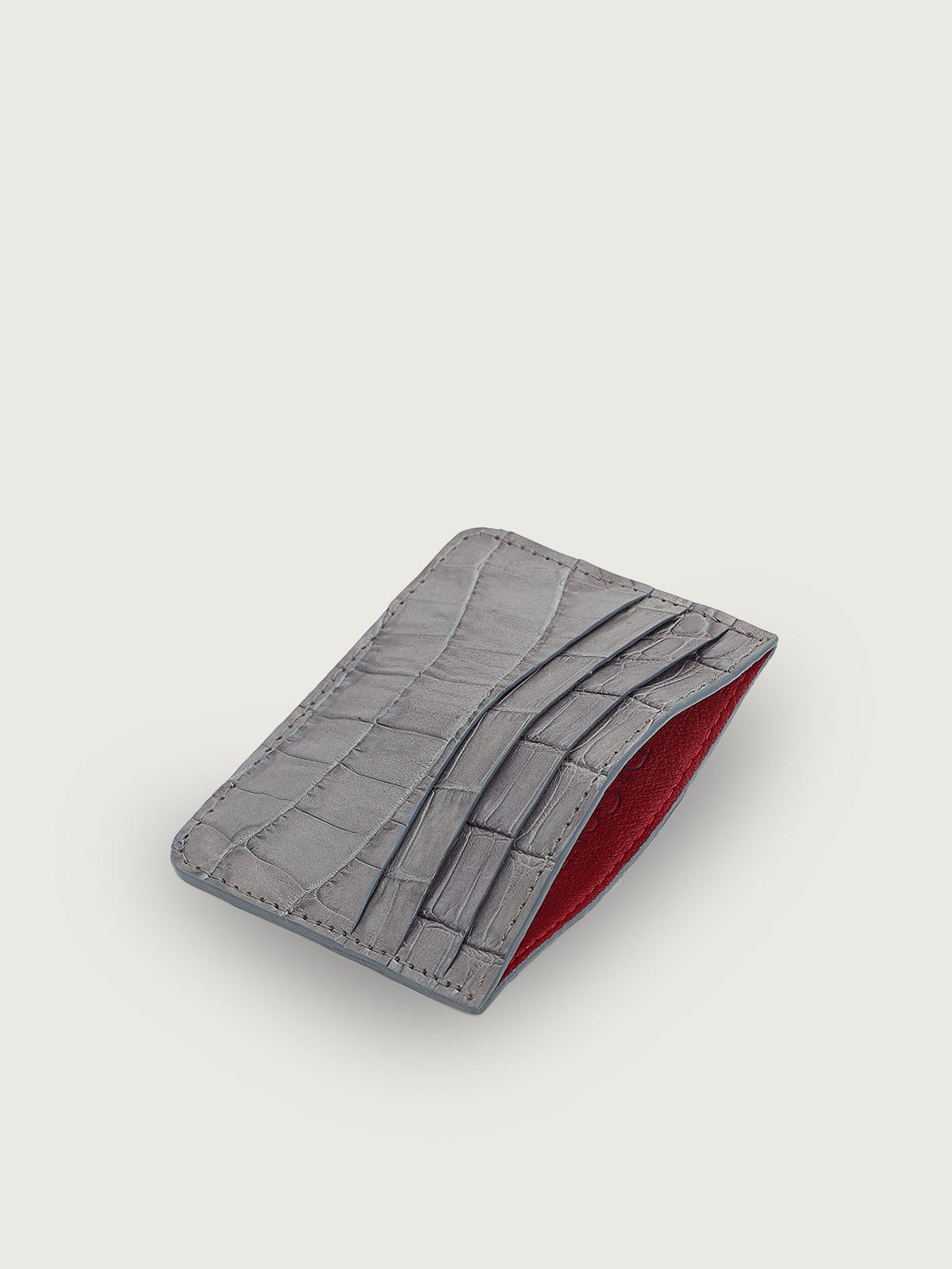 TARJETERO SLIM COCODRILO GENUINO - GRIS - Di Conza