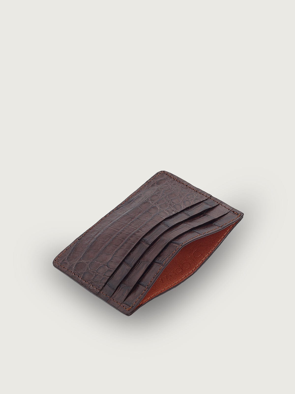 TARJETERO SLIM COCODRILO GENUINO - TABACO - Di Conza