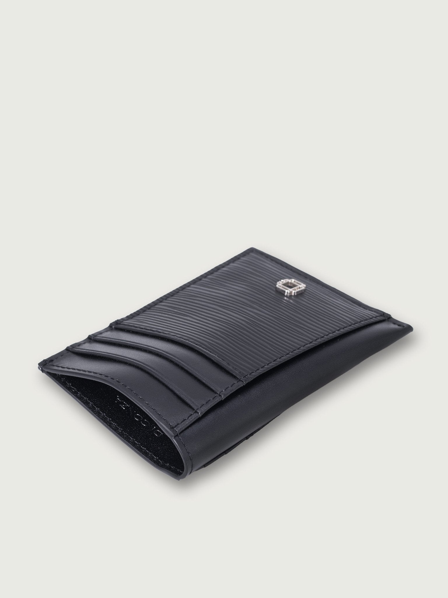 TARJETERO VERTICICAL DE CUERO NEGRO PARA 8 TARJETAS - Di Conza