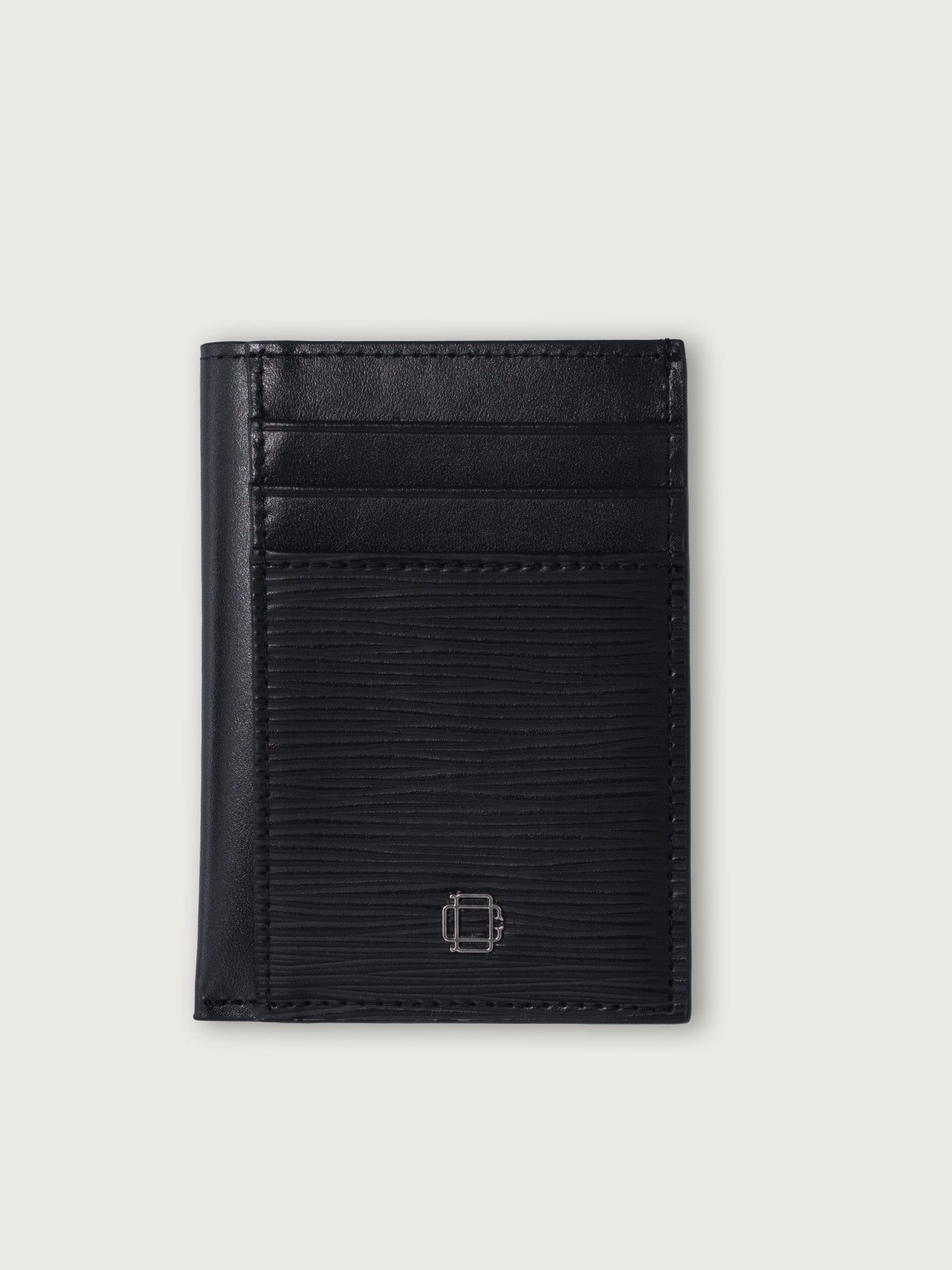 TARJETERO VERTICICAL DE CUERO NEGRO PARA 8 TARJETAS - Di Conza